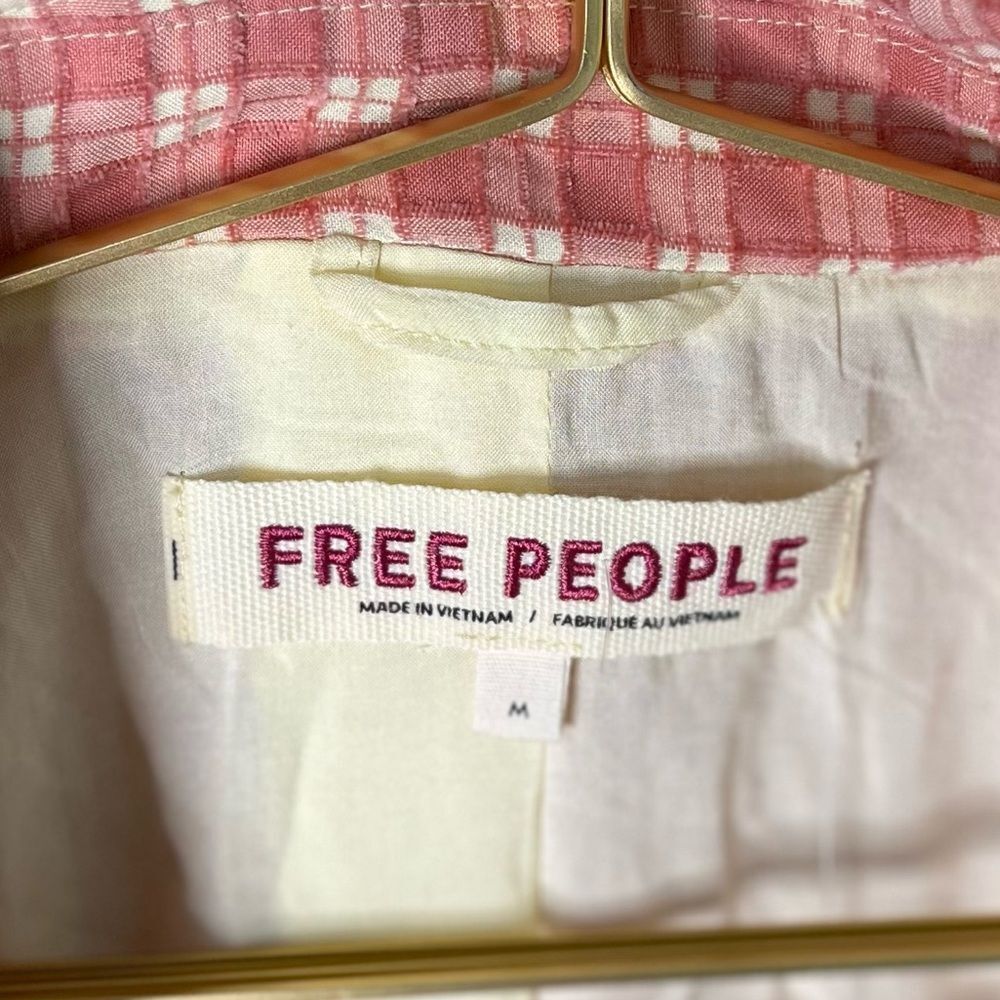 FREE PEOPLE Pink/Rose Olivia Gingham Lightweight Blazer/Trench, Medium. NWT - Picture 10 of 14